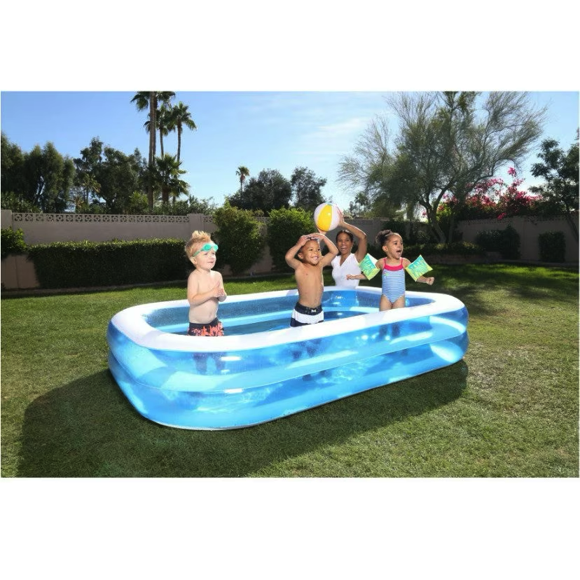Piscina gonflabila dreptunghiulara, 200x150x50cm, pentru gradina sau terasa, albastru cu alb