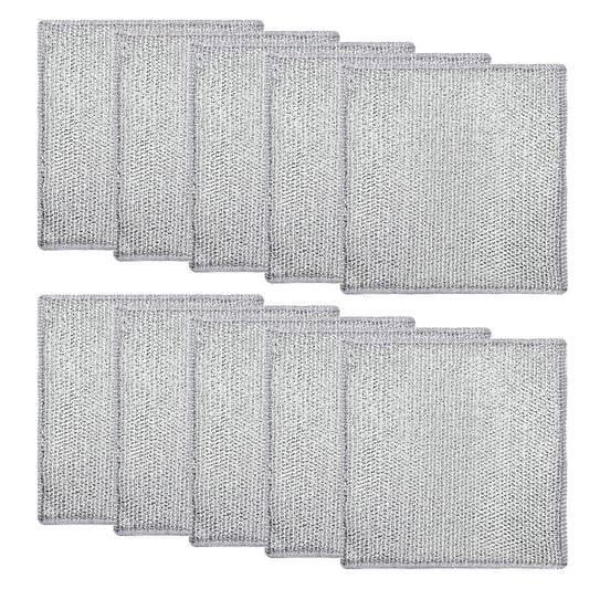 Set 10 lavete multifunctionale, reutilizabile, 20 x 20 cm, argintiu