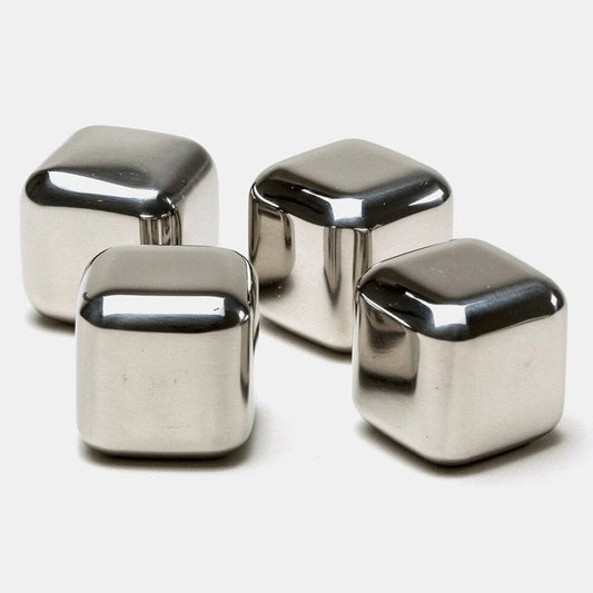 Set 8 cuburi gheata otel inoxidabil, reutilizabile, pentru racirea bauturilor, 2.5 x 2.5 cm