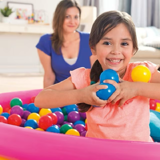 Piscina gonflabila Curcubeu cu podea moale pentru copii, 110x30 cm, multicolor