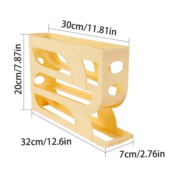 Suport oua pentru frigider, 4 niveluri, capacitate 30 oua, 32 x 7 x 20 cm, alb