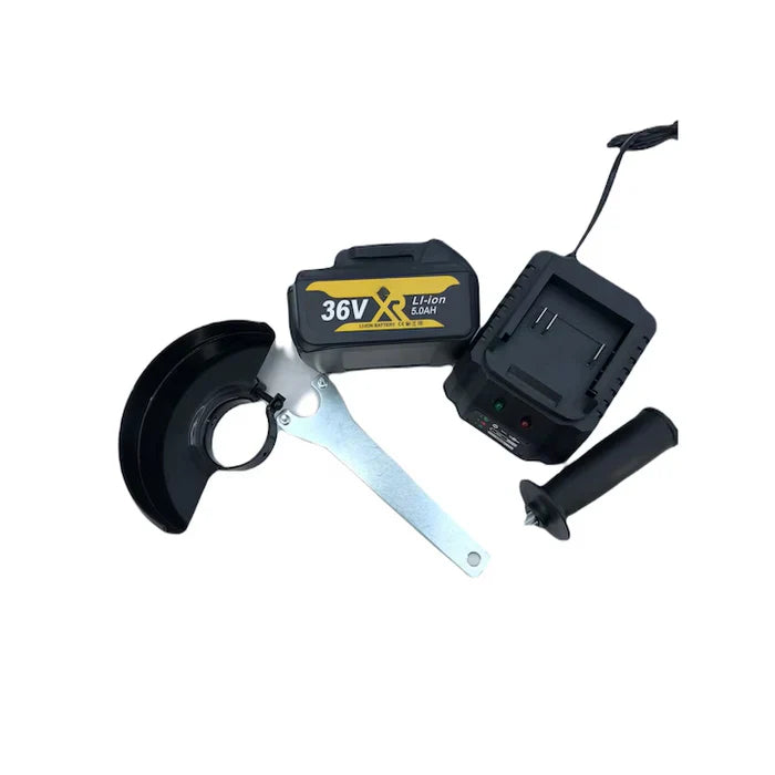Polizor unghiular (Flex), cu 2 acumulatori 98 V, 10 Ah, 9000 Rpm, 125 mm, statie incarcare, valiza inclusa si accesorii, Negru/Galben