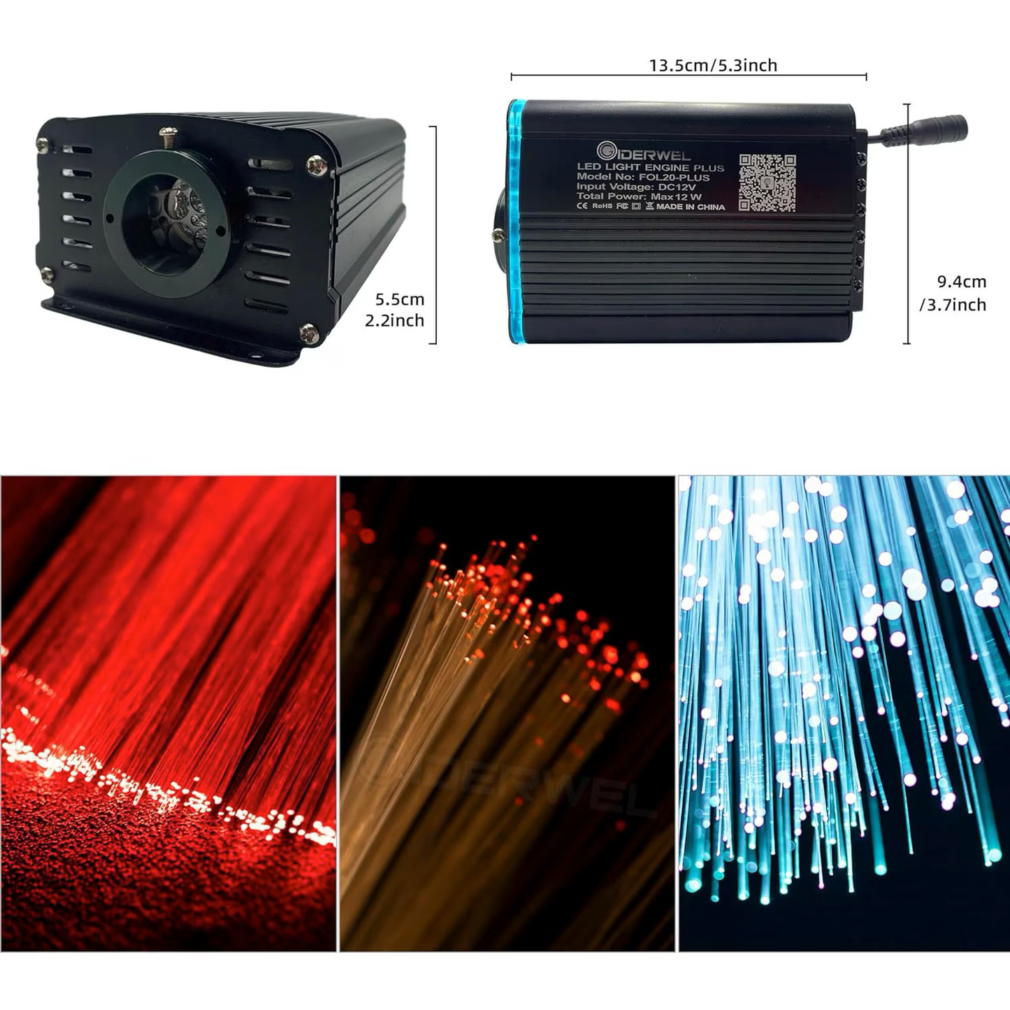 Kit fibra optica plafon instelat RGBW 500 de fire, Bluetooth, Efect ploaie de stele, Control prin aplicatie si telecomanda