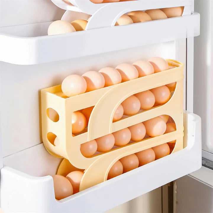 Suport oua pentru frigider, 4 niveluri, capacitate 30 oua, 32 x 7 x 20 cm, alb