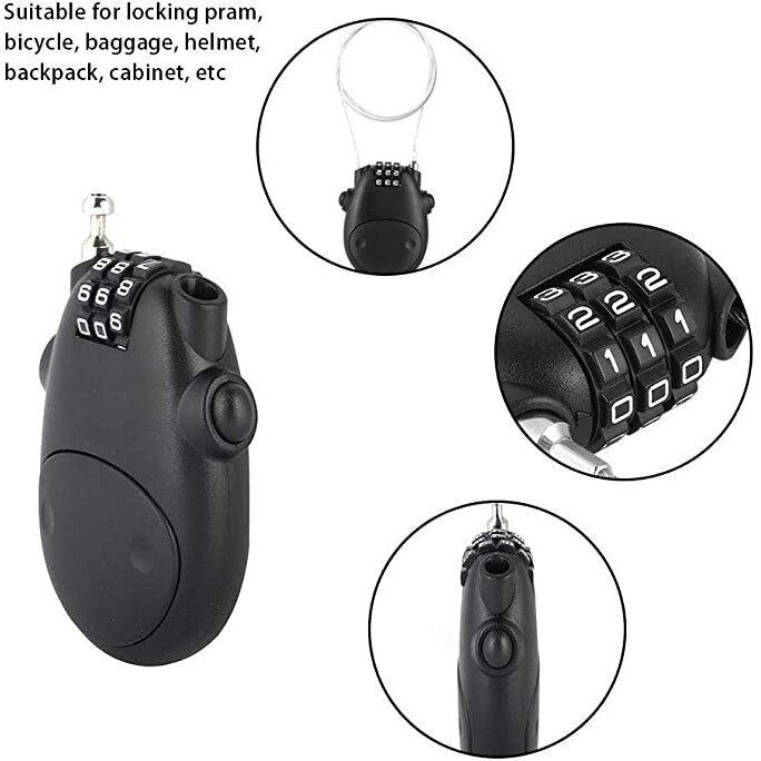 Lacat cu cod de securitate, ABS, Negru