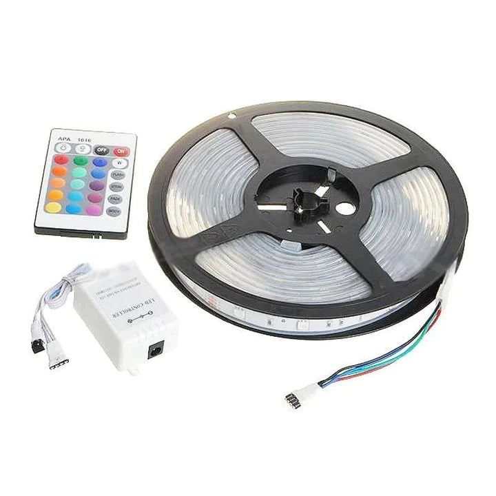 Banda led RGB 5 m pentru iluminare, cu banda adeziva si telecomanda