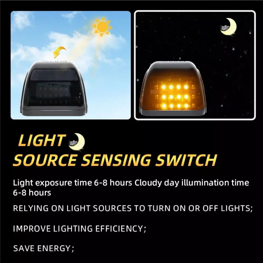 Set 5x Lămpi Solare LED Galben-Ambra – 12 LED-uri, Carcasă Fumurie, DRL Wireless pentru Cabina și Acoperiș Auto