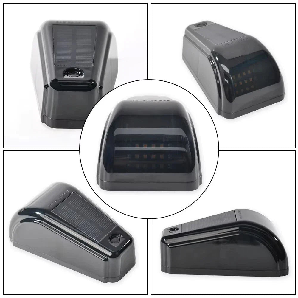 Set 5x Lămpi Solare LED Galben-Ambra – 12 LED-uri, Carcasă Fumurie, DRL Wireless pentru Cabina și Acoperiș Auto