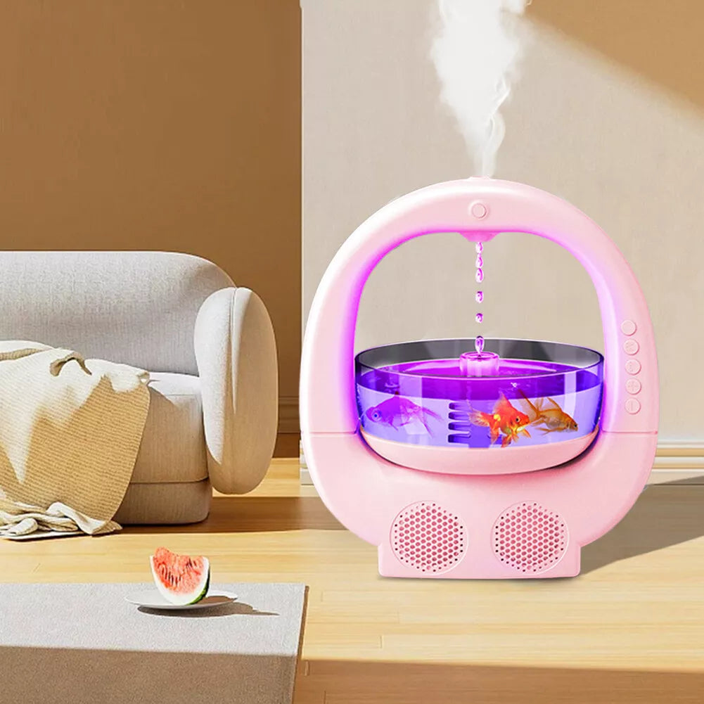 Umidificator 4in1 GoldFish, bol pentru pesti, conectare prin Bluetooth, lumini ambientale, boxa incorporata