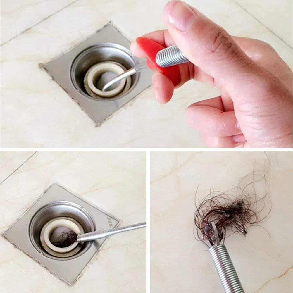 Set 2 x Sarpe Desfundat Tevi Scurgere Chiuvete, Cazi, Cabine de Dus, WC, Sifon Pardoseala, si Alte Instalatii de Scurgere, cu Sistem Mecanic din Otel, Flexibil, Negru, 290 cm