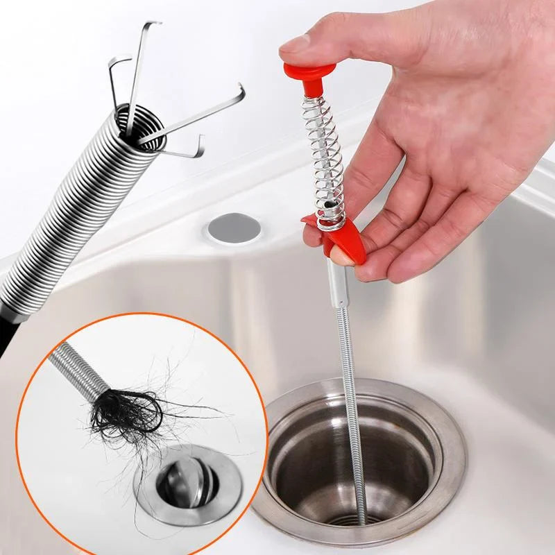 Set 2 x Sarpe Desfundat Tevi Scurgere Chiuvete, Cazi, Cabine de Dus, WC, Sifon Pardoseala, si Alte Instalatii de Scurgere, cu Sistem Mecanic din Otel, Flexibil, Negru, 290 cm
