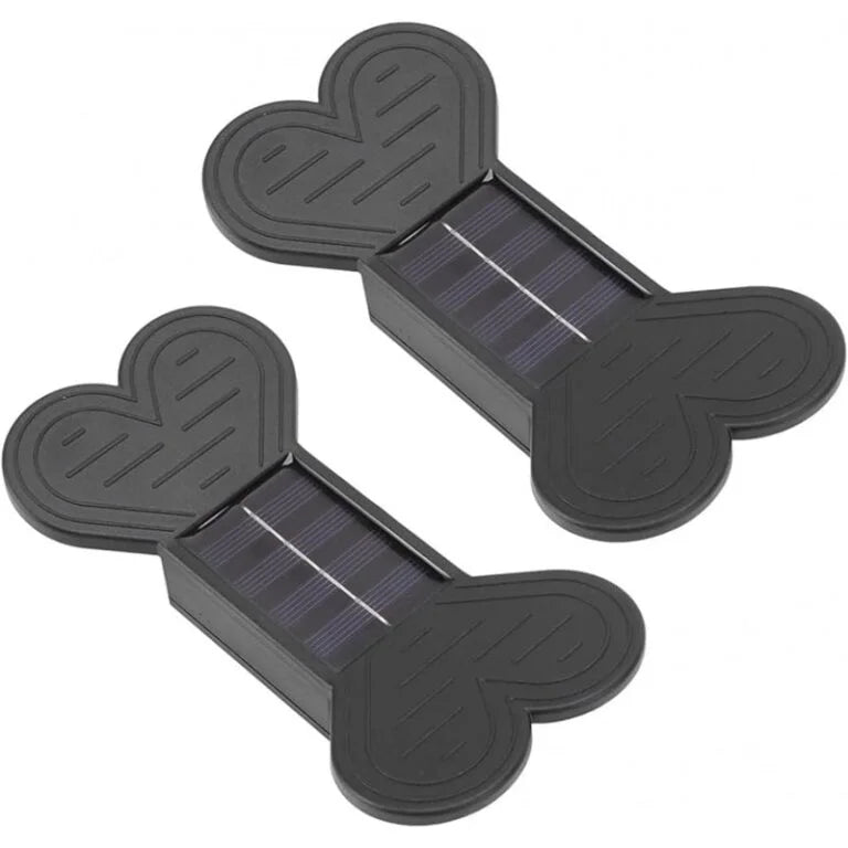 Set 4 Lampi Solare LED pentru perete,cu design decorativ in forma de os, lumina calda, ABS, pentru gradina