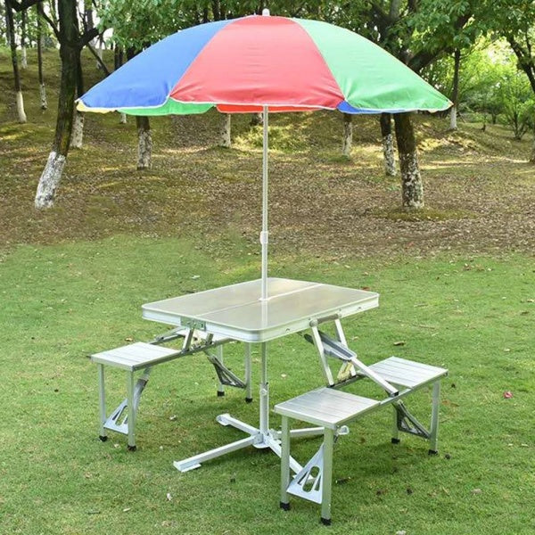 Set Masa pliabila Picnic tip Geamantan cu 4 Scaune din Aluminiu