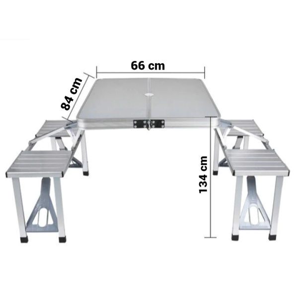 Set Masa pliabila Picnic tip Geamantan cu 4 Scaune din Aluminiu