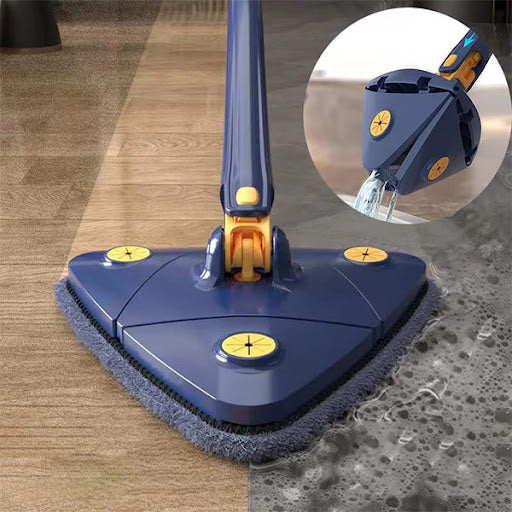 Mop inovativ CleanMaster, de mana, reglabil, rotire 360, triunghi, albastru