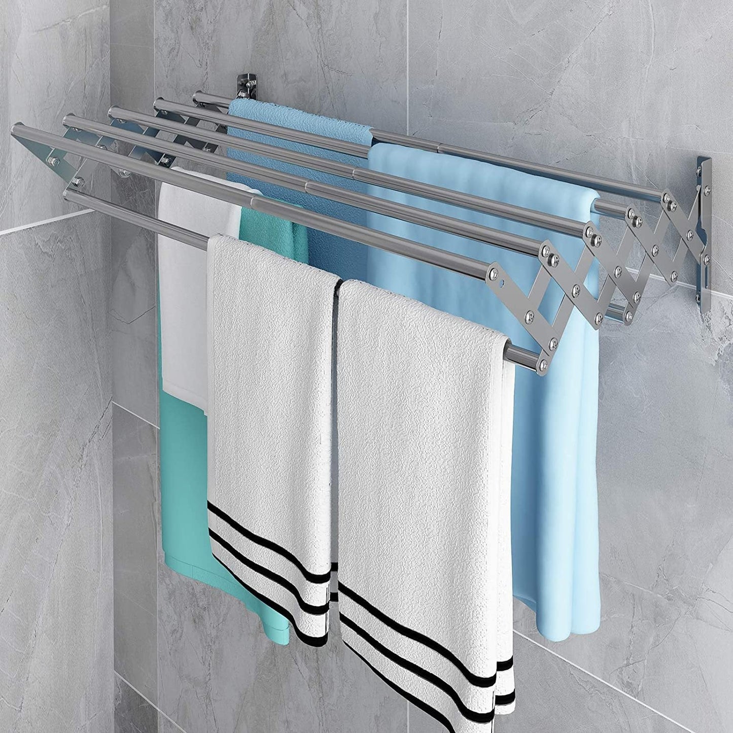 Uscator rufe din aluminiu, retractabil, cu prindere in perete 70cm