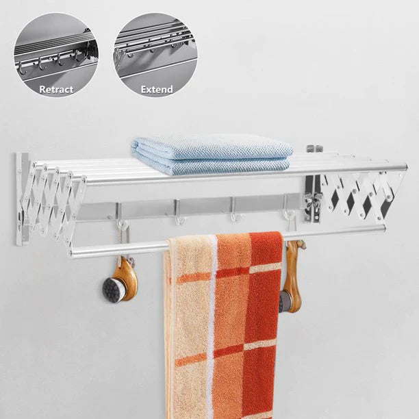 Uscator rufe din aluminiu, retractabil, cu prindere in perete 70cm