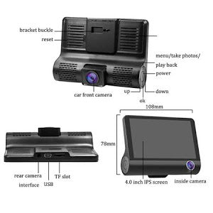 Camera auto tripla Blackbo L300-1, Full-HD, 3 camere, ecran 4'', G Senzor