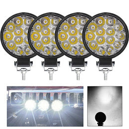 Set 4 proiectoare rotunde, 14 LED 48W auto off-road, IP 67