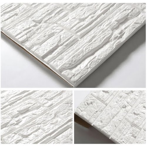 Set 10 x Placa de tapet adeziv caramizi albe, 77x70 cm