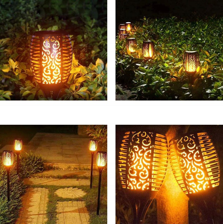 Set 4 x Lampa solara tip torta cu efect flacara 51.5 cm
