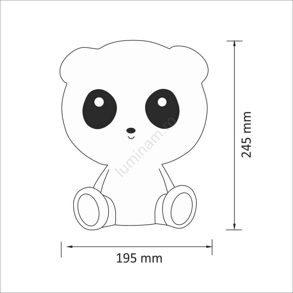Lampa de veghe pentru copii, design Urs Panda, Alb-Negru, 24 cm, 2.5W-230V, AMA