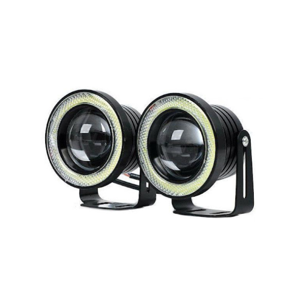Set 2 proiectoare auto cu LED Angel Eyes, 64 mm/76 mm/89 mm, lumina alba