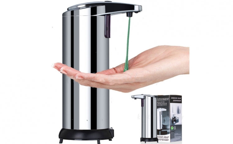 Dozator metalic de sapun cu senzor + Dozator pasta de dinti + suport 5 periute