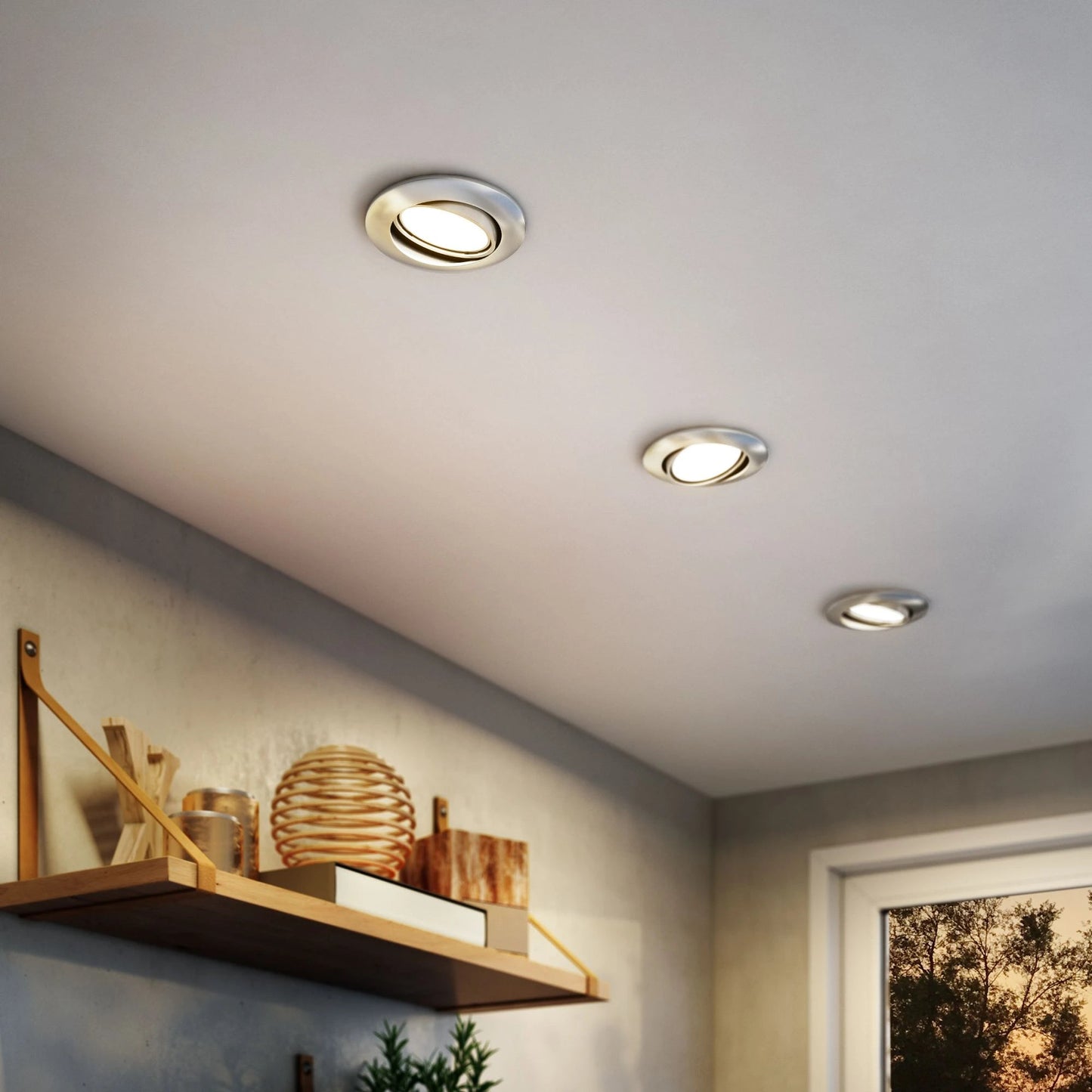 Spot incastrat LED, 3 x GU10, 510 lm, orientabil, IP 20, 2700 K, argintiu, set 3 bucati