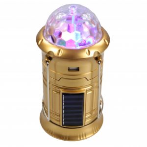 Felinar led reincarcabil, solar, cu lanterna 6 LED-uri, mufa USB si glob disco RGB
