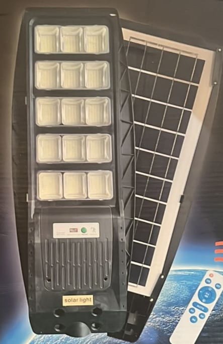 Lampa solara stradala 300 W, telcomanda cu functii multiple, picior metalic
