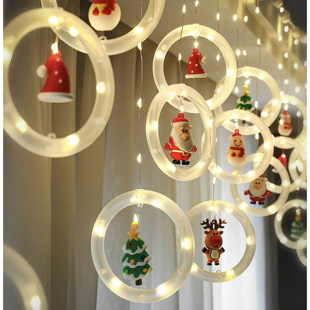 Instalatie de Craciun tip Perdea LED cu Figurine Decorative