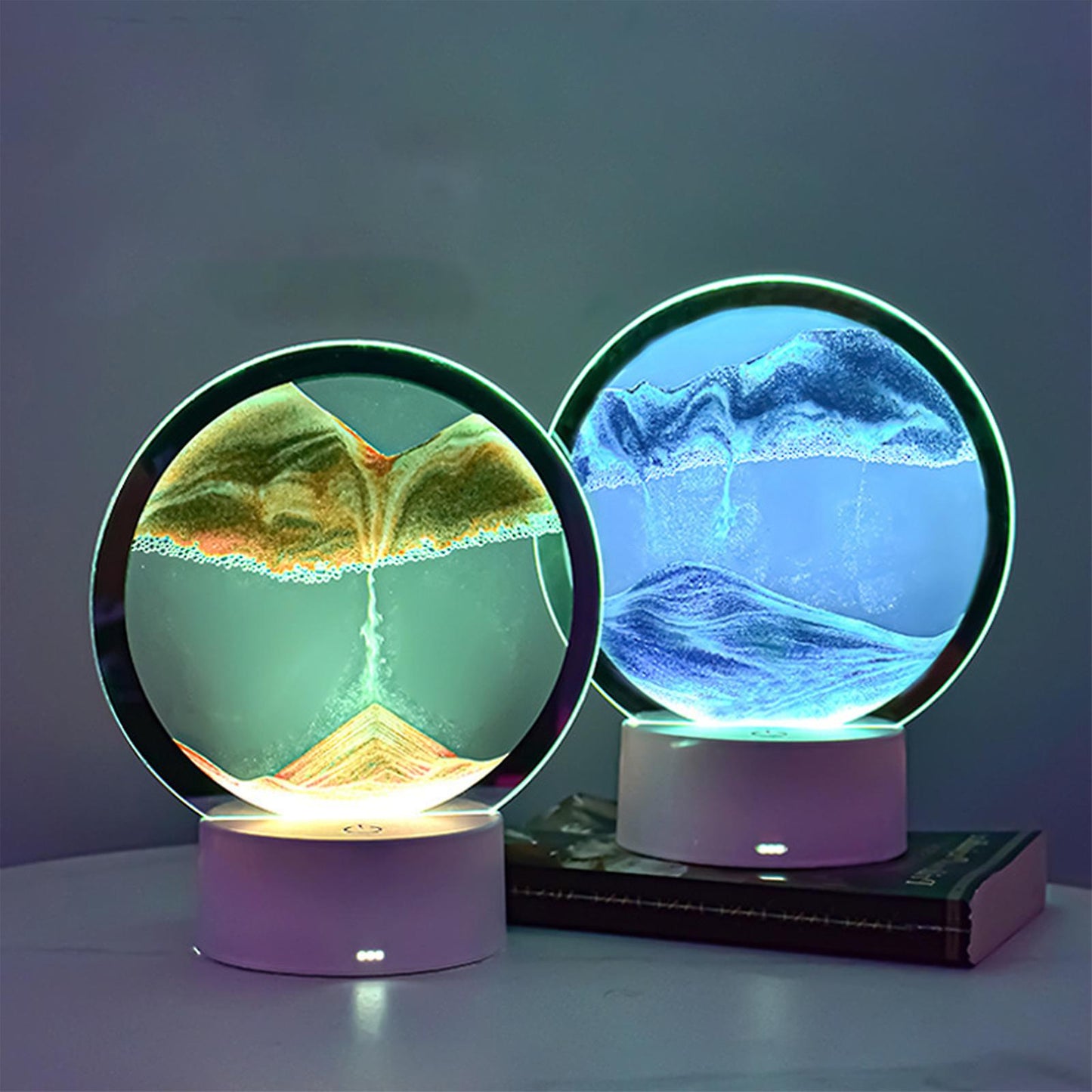 Lampa decorativa tip clepsidra, nisipuri miscatoare