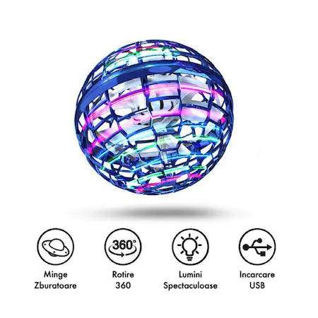 Minge zburatoare tip drona, lumini LED, incarcare USB, cu controller