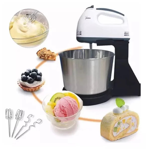 Mixer cu bol 380 W, 7 viteze, 2 teluri, 2 spirale