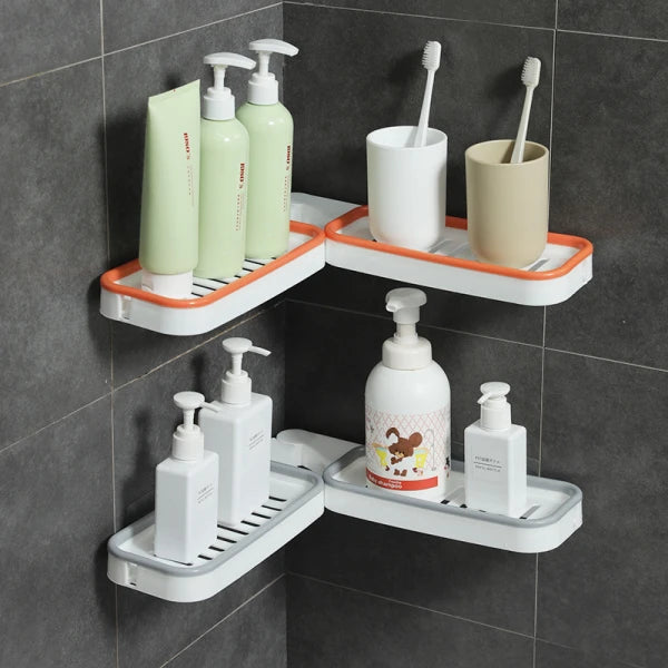 Suport dublu pentru baie, autoadeziv, rotativ 180°, gri, 33 x 11 x 3cm