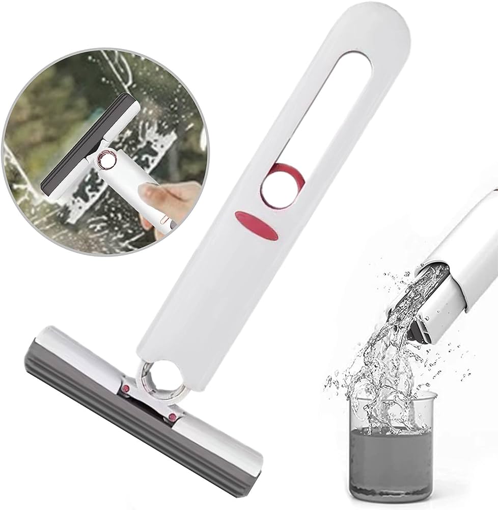 Pachet Mop pivotant cu maner reglabil, cu microfibre + Mini mop portabil, sistem anti scurgere, pentru diferite suprafete si geamuri