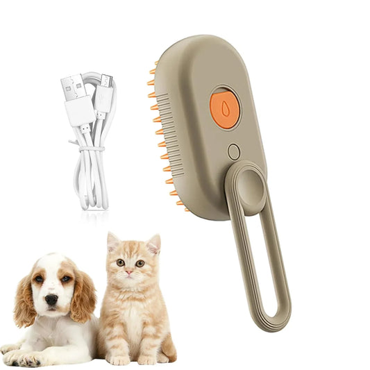 1+1 CADOU Perie cu Abur pentru Animale de Companie, 3 in 1, Masaj, Indeparteaza Parul, Curatare, Incarcare USB-C