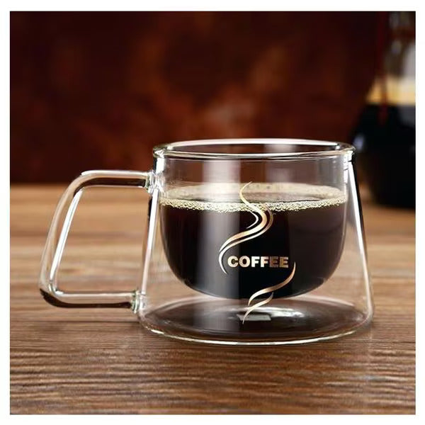 Set 2 x Ceasca COFFEE din sticla borosilicata cu pereti dubli, 200 ml