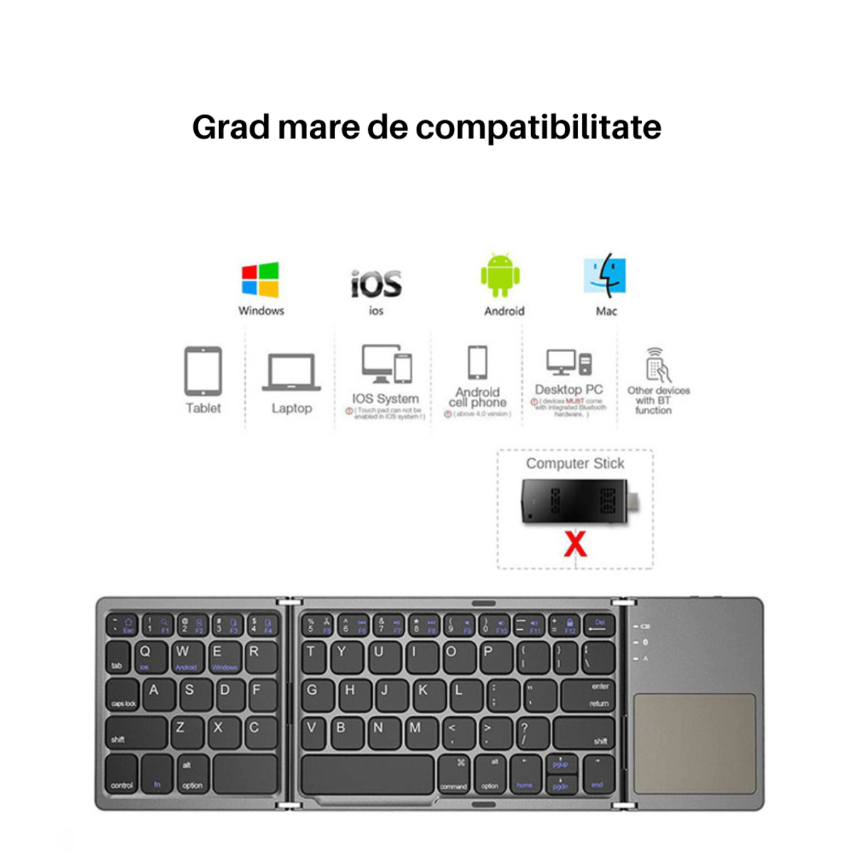 Mini Tastatura Bluetooth Pliabila cu Touchpad Integrat GUP B033