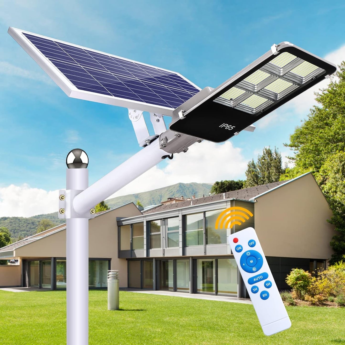 Lampa cu Incarcare Solara 400W, Telecomanda, Suport Metalic