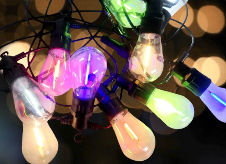 Ghirlanda solara 30 metri, cu 30 becuri LED Filament incluse, 3000K, IP65