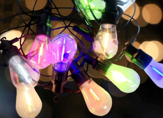 Ghirlanda solara 30 metri, cu 30 becuri LED Filament incluse, 3000K, IP65