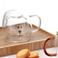 Set 2 x Cana in forma de ursulet din sticla termorezistenta, pereti dubli, pentru ceai si cafea, 260ml, Transparenta