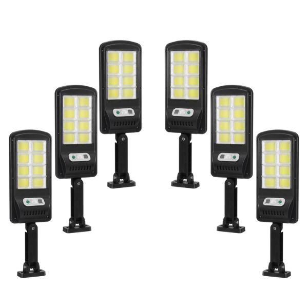 Set 6 x Lampa solara 8 celule Jortan, cu incarcare solara, 100W, 160 LED-uri COB, telecomanda