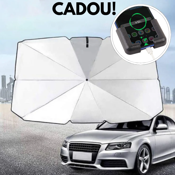 Parasolar pliabil tip umbrela pentru parbrizul masinii + Suport adeziv telefon auto CADOU