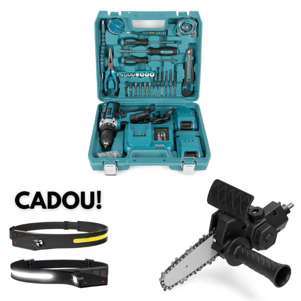 Trusa Bormasina 36V, mandrina metalica, cu 2 acumulatori si incarcator + Adaptor drujba pentru bormasina + CADOU