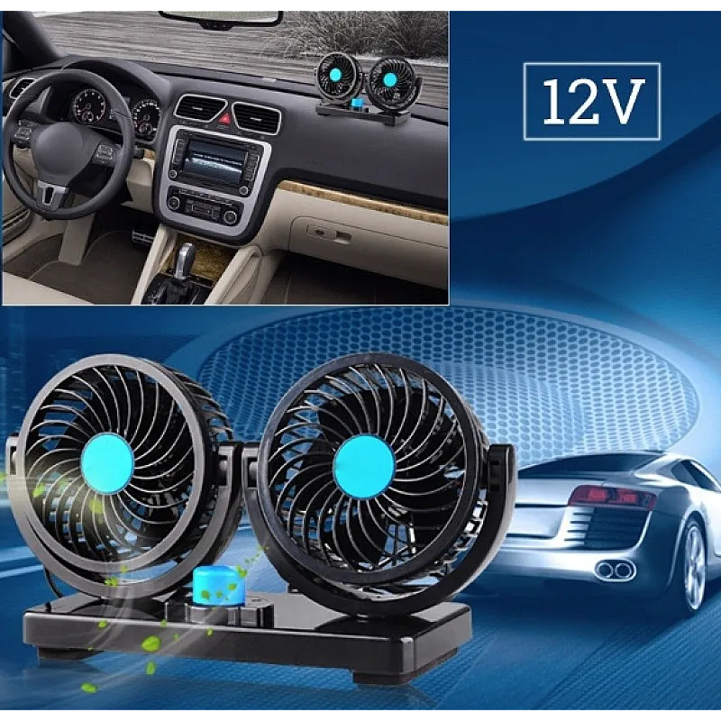 Ventilator Auto Dublu, Alimentare La Priza Masinii De 12V, 2 Trepte De Viteza