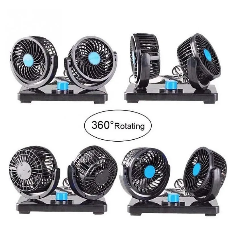 Ventilator Auto Dublu, Alimentare La Priza Masinii De 12V, 2 Trepte De Viteza