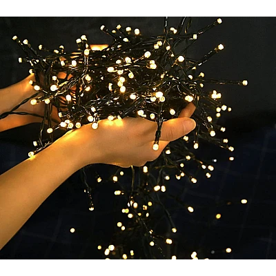 1+1 GRATIS Instalatie 100 LED pentru exterior cu incarcare solara Alb Cald